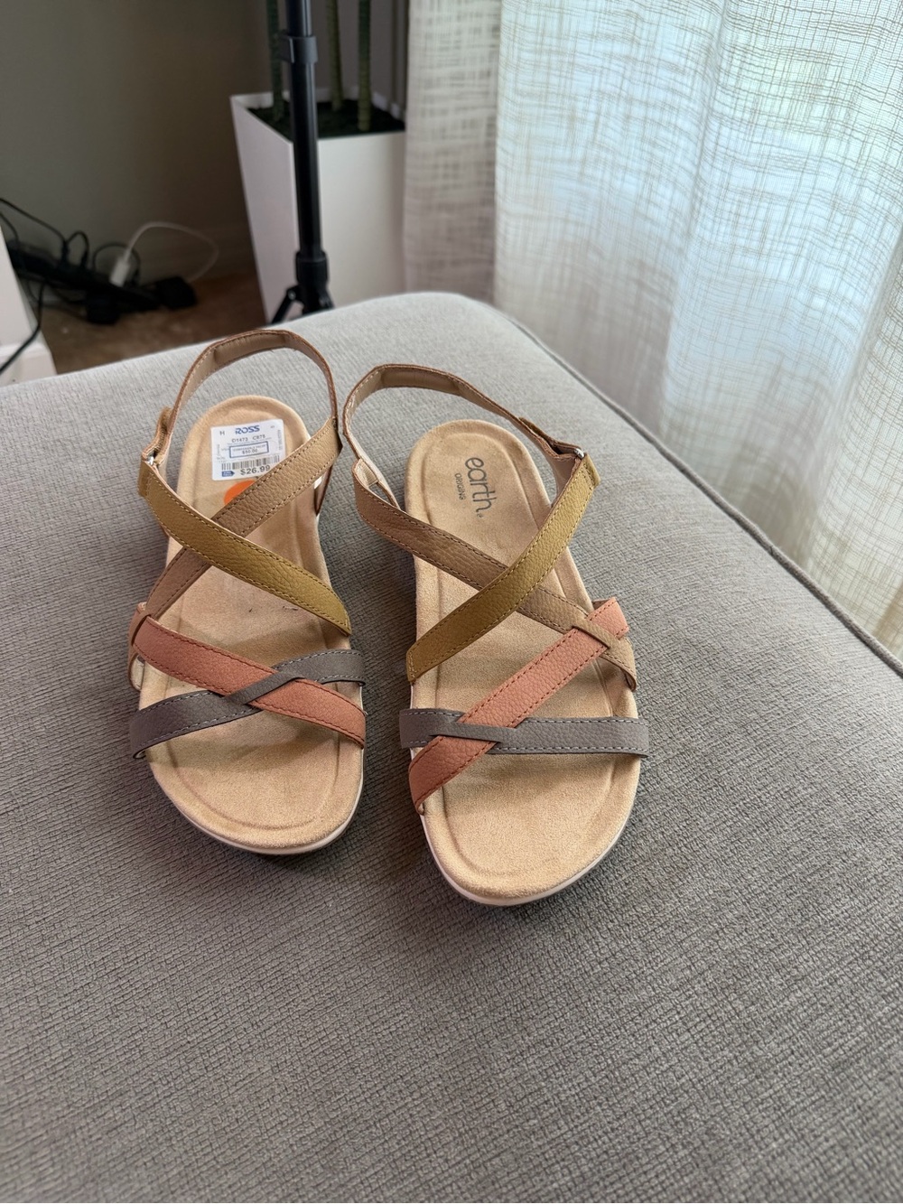 Earth Strappy Slingback Sandals in Brown, Tan, Pink